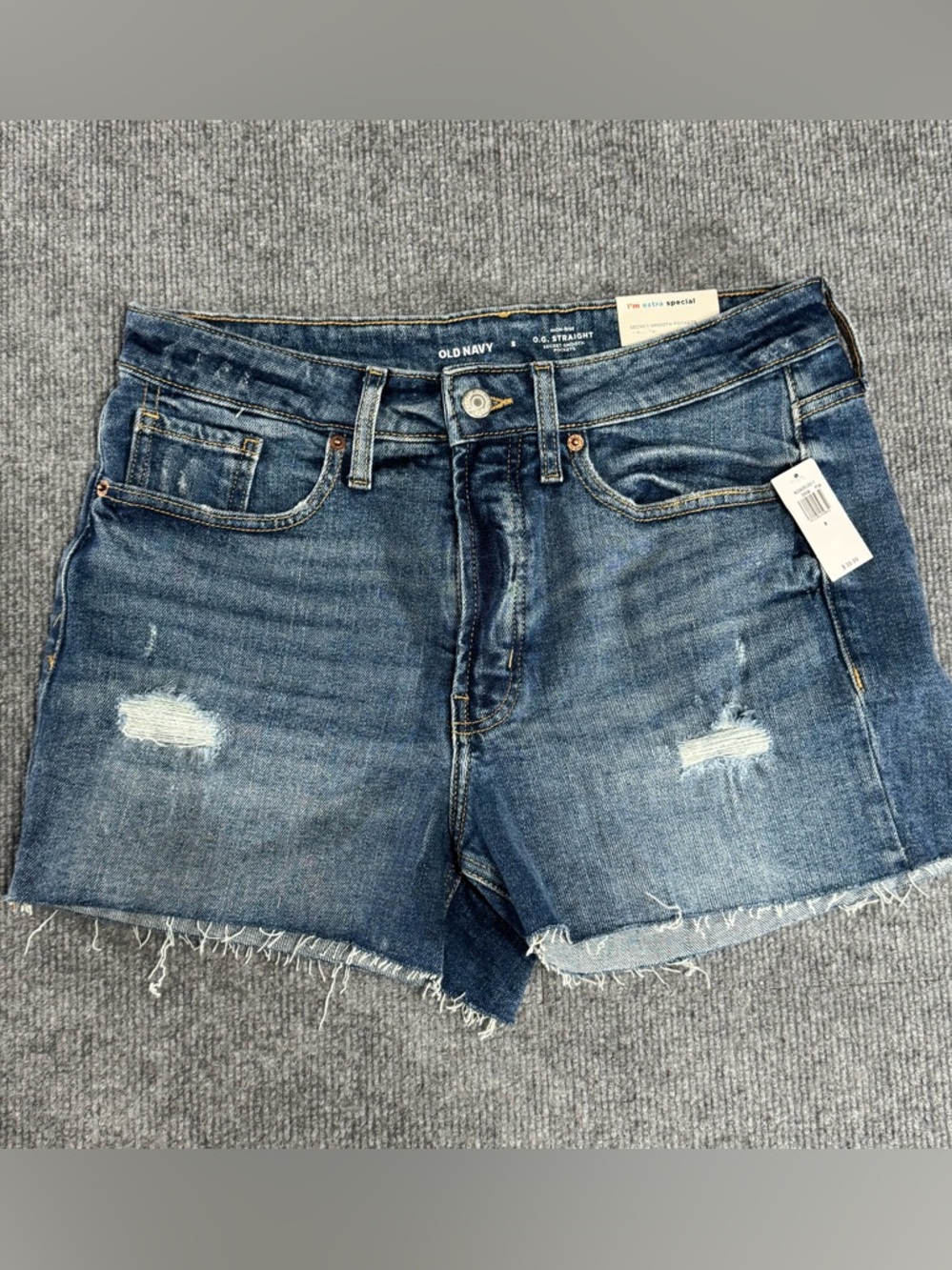 NWT Old Navy High Rise O.G. Straight Jean Shorts 8 Secret-Smooth Pockets Denim